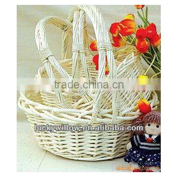 White Wicker Basket With Handle photo-5
