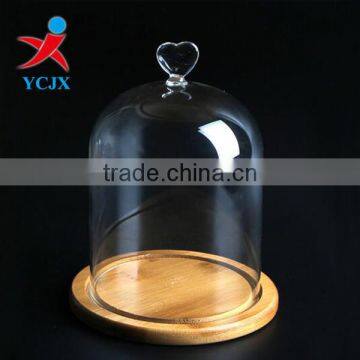 Heart Top Glass Domes with Bamboo Base Wedding Decoration