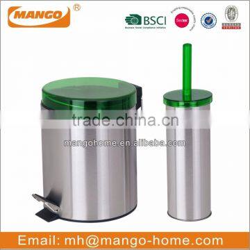 Stainless Steel Foot Pedal Trash Can and Toilet Brush Set photo-3