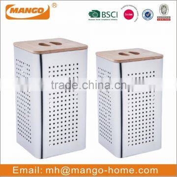 Unique Square stainless steel Laundry Bakset with lid