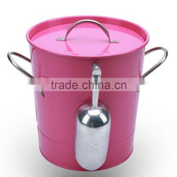 Wholesale Portable power coated metal ice bucket beer drink wine cooler with Scoop