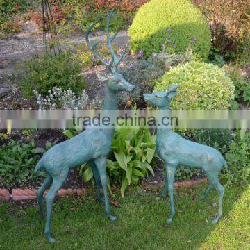 Hot sale Christmas home decor metal crafts bronze life size deer statues