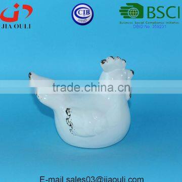 BSCI Audit Factory Decorative Ceramic Chicken Antique White Ceramic Rooster photo-3