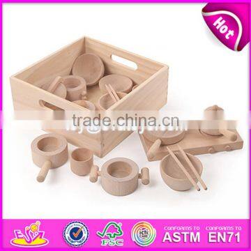 2017 New Design Preschool Toddlers Natural Wooden Dinner Set Toys W10B178