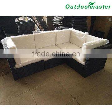 Outdoor and Indoor Cushioned Assembled Black Rattan Sofa Set