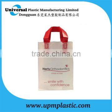 Environmental flexo printing blockbottom soft loop handle bag for shopping