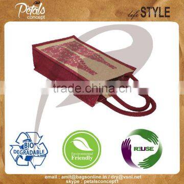 PP Laminated Two Bottle Jute Wine Bag - for Wholesale From India photo-3