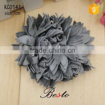 Decorative custom laser grey shoe leather flower for women shoes