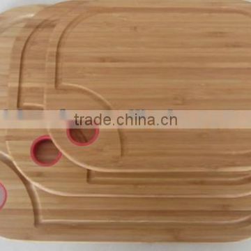 Three size bamboo cutting board with silicon handle #32002