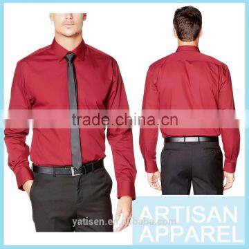 Wholesale Business Men's Long Sleeve 100% Cotton Red Solid Color Man Shirt & OEM Service