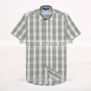 plaids 100% Organic Cotton Yarn dyed shirt, Men casual short sleeve shirt