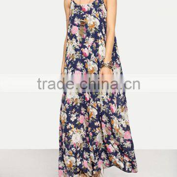 Woman/girls Fashion Floral Print Flowy Maxi Beach Long Dress photo-2
