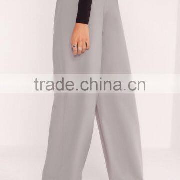 2017 Casual Loose Wide Leg Pants Pleat Front Wide Leg Pants Grey Ladies Wide Leg Pants photo-4