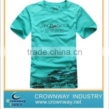 Jeep classical enzyme washed mens tee shirt with patched shoulder