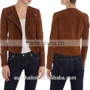 New Arrival High Qualiy Lady Winter Long Sleeve Brown Suede Jacket photo-5