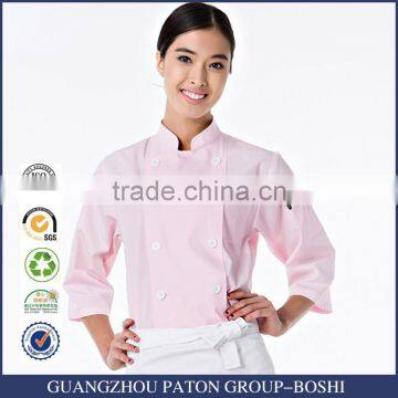 Kitchen Chef Cookware Restaurant Pink Color Long Sleeve Ladies Chef Coat