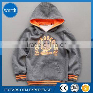 high quality cotton polyester long sleeve kangroo fleece hoodie for kids