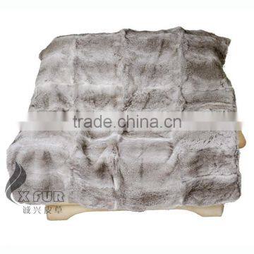 CX-D-08G Nice Good Quality Custom Made Genuine Rabbit Fur Throw Blanket photo-4