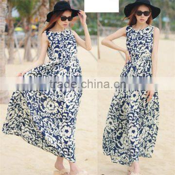 2017 Brand New Summer Women Sleeveless Floral Print Maxi Long Dresses Beach Dress photo-5