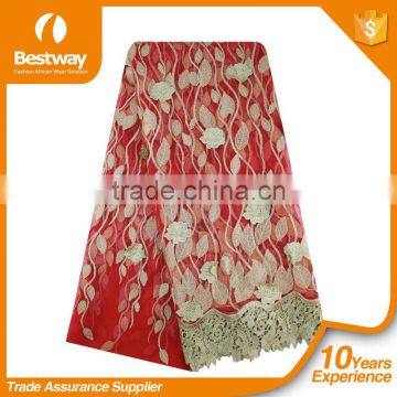 2015 Latest Bestway Lace Fabrics Embroidery Tulle Lace High Quality African French Lace for Fashion Party Dress photo-3