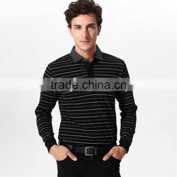 Office formal wear yarn dyed stripe polo t shirt,polo shirt long sleeve