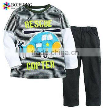 European Kids Fall Boutique Clothing fabric embroidery Cotton Sport Boys Suits for baby wear