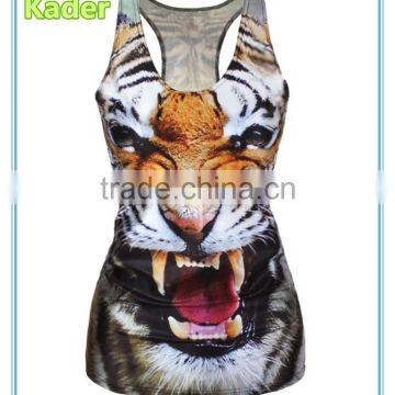 3d tiger printing womens tank top