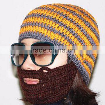 new winter funny design wholesale mens knit beard beanie hat