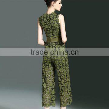 Zm50237b Europe Summer Women Clothes Slim Lady Jumpsuits Sleeveless Lace Loose Pants photo-5