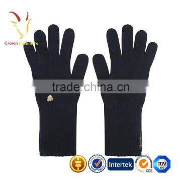 Navy Blue Knitted Cashmere Long Gloves for Girls