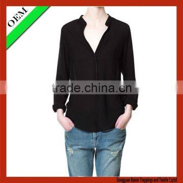 custom fashion blouse with front short and long back blouse women