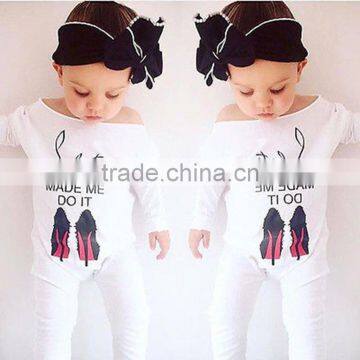 S17540A Cute Newborn Baby Girls Clothes With Long Sleeve Cotton Letter Printed Romper photo-2