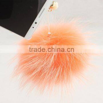 Myfur Luxury Genuine Raccoon Fur Pom Pom Dust Plug Custom Colors Phone Pluggy photo-2