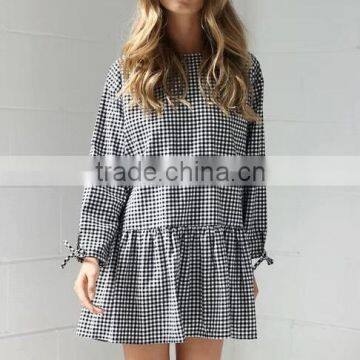 Runwaylover 144 Hot Sale 2017 Ladies Fashion Falbala Plaid Casual Dress photo-2