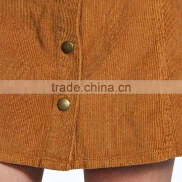 A Line Button up Corduroy Short Mini Skater Skirts for Women photo-6