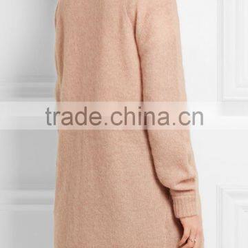 Long Version Women Wearing Knitted Cardigan With Ribbed Cuffs and Hem With Multi Colors Options photo-2