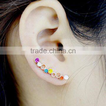 Mixed Color Rhinestones Earring Cuffs piercing Earrings Jewelry Gift