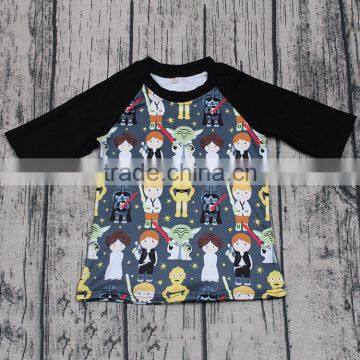 Boy's Shirt With Star War Print Wholesale Ruffle Raglan Children's Boutique Clothing for Baby Wear Clothes photo-2
