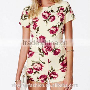 Rose Print Jumpsuit Playsuit, Lady Playsuit, Wholesale Playsuit photo-4