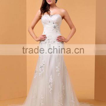 Mermaid Wedding Dress Elegant & Luxurious Vintage Inspired Court Train Strapless Lace bridal gown P061