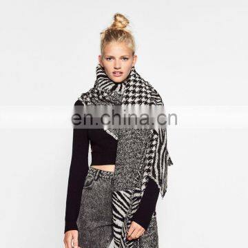 New Winter Zebra Houndstooth Pattern Acrylic Scarf