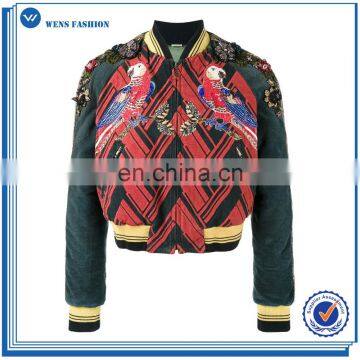 Men's Very Warm Winter Jacket Bomber Embroided Parrot Jacket