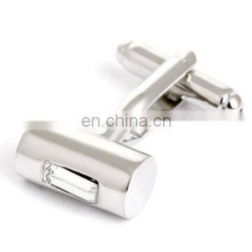 Crystal Inlaid Cylinder Fashion Brand Silver Cufflinks for Mens photo-4