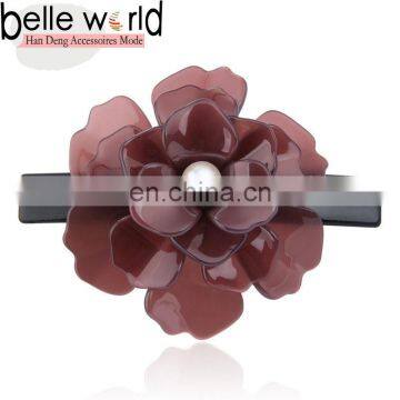 Boutique Big Flower French Barrette Hair Clip with Pearl