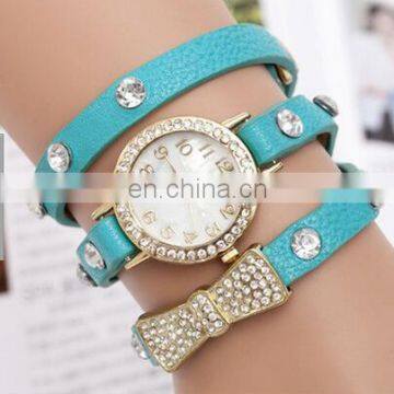 Hot Sell High Quality Rhinestone Bowknot Genuine Cow Leather Retro Watch Vintage Women Dress Watch photo-2