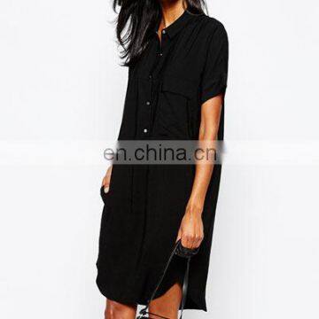 Euro styles causal woman shirt dress in loose fitted shirt dress with buttons