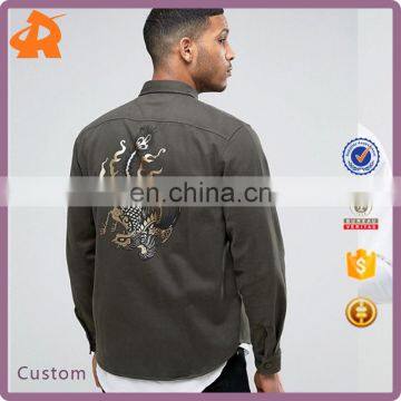 China OEM Custom Manufacturer Men's Overshirt With Foil Back Print