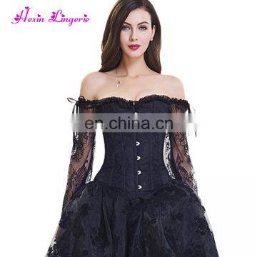 Wholesale Halloween Women Bondage Black 12 Plastic Boned Corset Dress