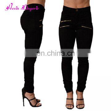 Latest popular black sexy long denim stock lot ladies jeans stylish pants