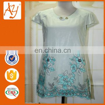 Lastest fashion embroidery white sexy blouse design